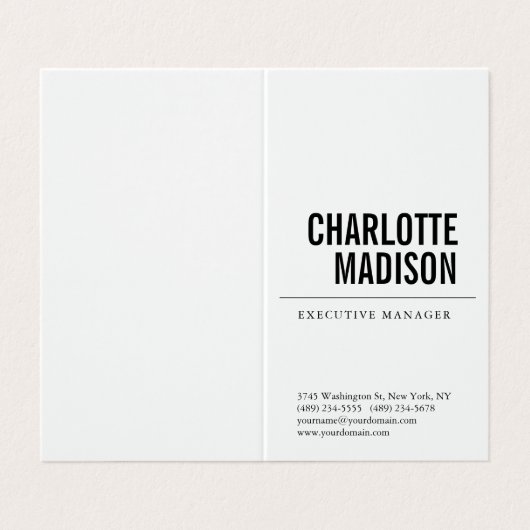 Modern Simple White Trendy Minimalist Plain 名刺 (外部フラット)