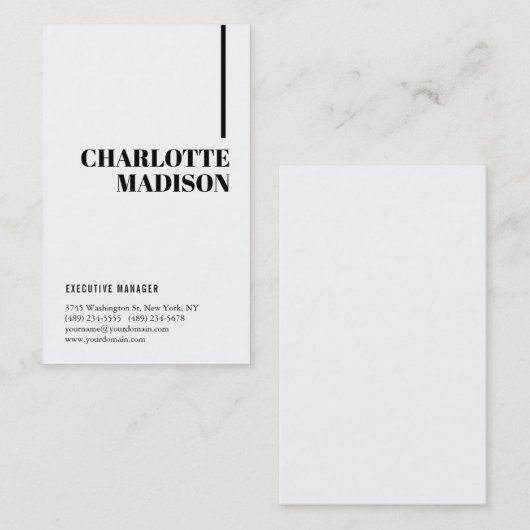 Modern Simple White Trendy Minimalist Plain 名刺 (正面/裏面)