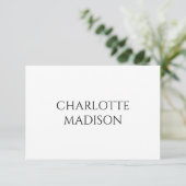 Modern Simple White Trendy Minimalist Plain Name 出欠カード (スタンド正面)