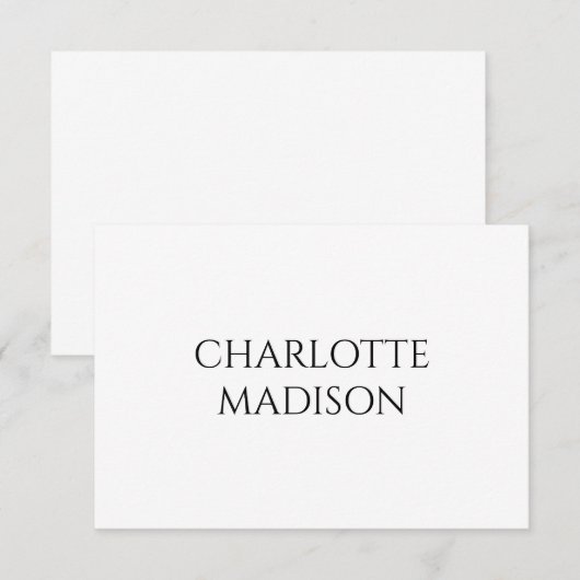 Modern Simple White Trendy Minimalist Plain Name 出欠カード (正面/裏面)
