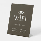 Modern Simple WiFi Network Password Sign Brown 台座サイン (正面)