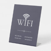 Modern Simple WiFi Network Password Sign Dark Gray 台座サイン (正面)