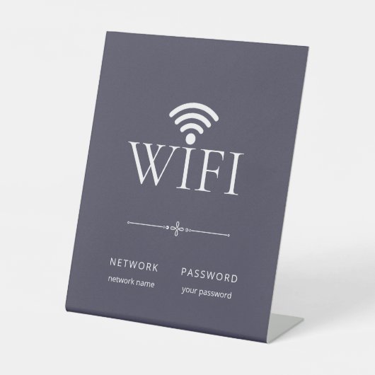 Modern Simple WiFi Network Password Sign Dark Gray 台座サイン (正面)