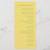 Modern Simplistic Lemon Yellow Wedding Ceremony プログラム (裏面)