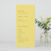 Modern Simplistic Lemon Yellow Wedding Ceremony プログラム (スタンド正面)