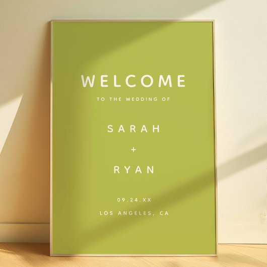Modern Simplistic Lime Green Wedding Welcome ポスター