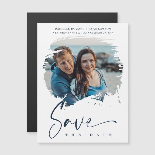 Modern Simulated Brushstroke Photo Engaged Couple (正面/裏面)