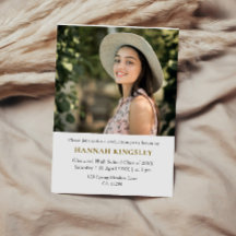 Modern Single Photo Girl Graduation Invitation