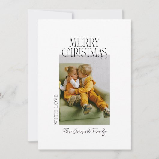 Modern Single Photo Minimalist Christmas Card 招待状 (正面)