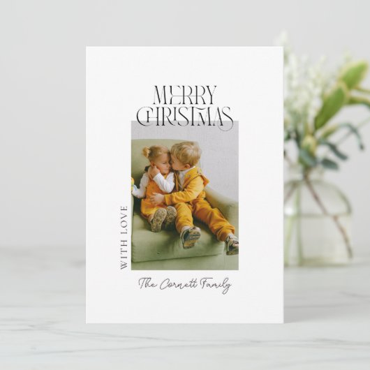 Modern Single Photo Minimalist Christmas Card 招待状 (スタンド正面)