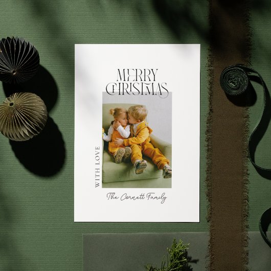 Modern Single Photo Minimalist Christmas Card 招待状