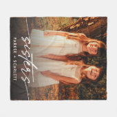 Modern Sisters Create Your Own Photo Script フリースブランケット (正面(横))