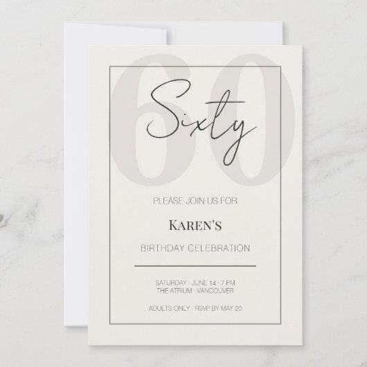 Modern Sixty 60th Birthday Celebration  招待状 (正面)