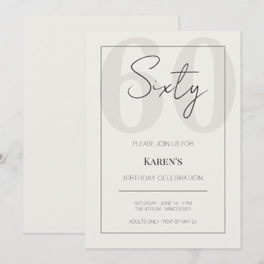 Modern Sixty 60th Birthday Celebration  招待状 (正面/裏面)