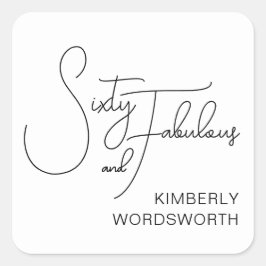 Modern Sixty and Fabulous 60th Birthday Party スクエアシール