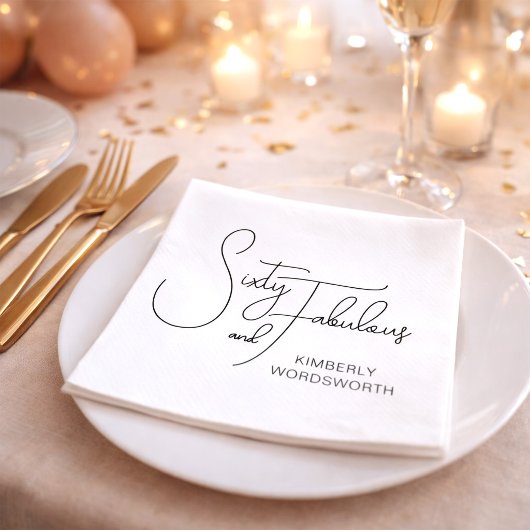 Modern Sixty and Fabulous 60th Birthday Party スタンダードカクテルナプキン