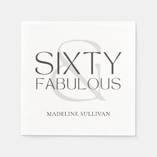 Modern Sixty and Fabulous Bold 60th Birthday Party スタンダードカクテルナプキン (正面)