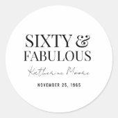 Modern Sixty and Fabulous Bold 60th Birthday Party ラウンドシール (正面)