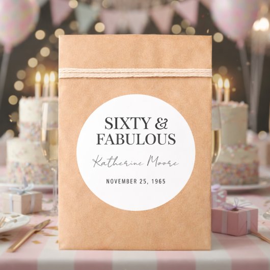 Modern Sixty and Fabulous Bold 60th Birthday Party ラウンドシール