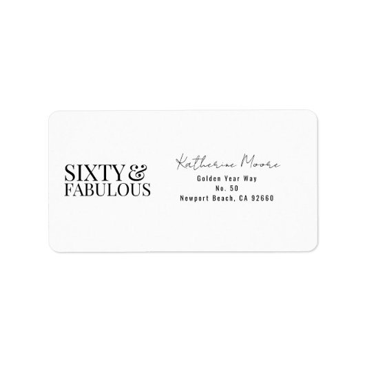 Modern Sixty and Fabulous Bold 60th Birthday Party ラベル (正面)