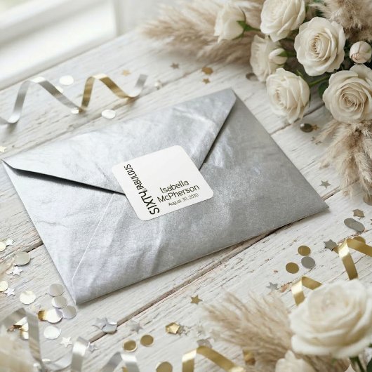 Modern Sixty and Fabulous Bold Birthday Party スクエアシール