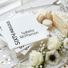 Modern Sixty and Fabulous Bold Birthday Party スタンダードカクテルナプキン