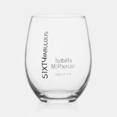 Modern Sixty and Fabulous Bold Birthday Party ステムなしワイングラス (正面)