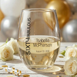 Modern Sixty and Fabulous Bold Birthday Party ステムなしワイングラス