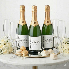 Modern Sixty and Fabulous Bold Birthday Party スパークリングワインラベル