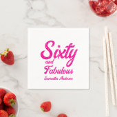 Modern Sixty and Fabulous Pink 60th Birthday Party スタンダードカクテルナプキン (インサイチュ)