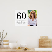 Modern Sixty Black White Photo 60th Birthday ポスター (キッチン)