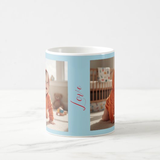 Modern Sky Blue Customizable Mug コーヒーマグカップ (中央)