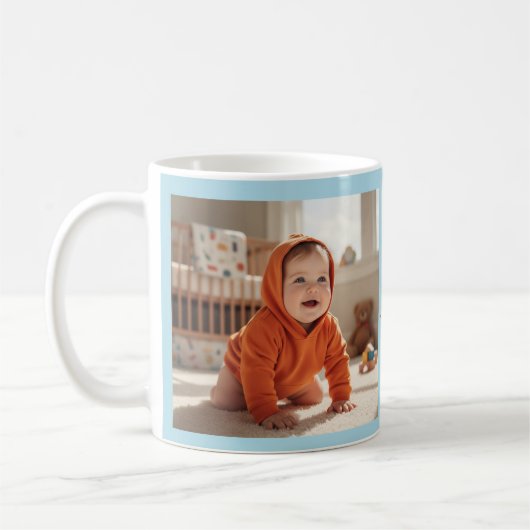 Modern Sky Blue Customizable Mug コーヒーマグカップ (左)