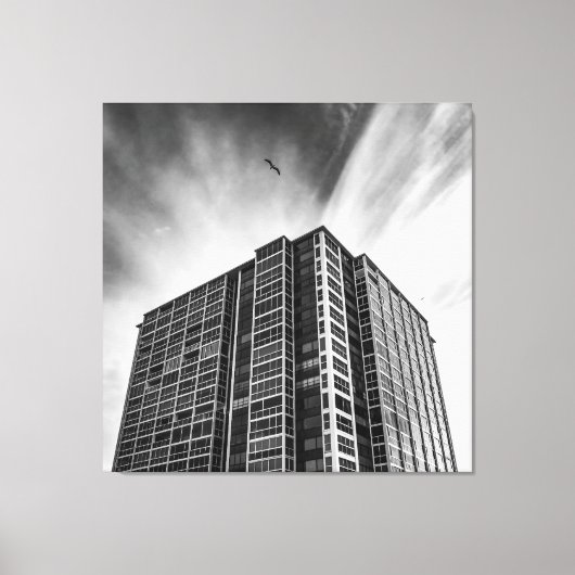 Modern Skyscraper Canvas Black and White Wall Art  キャンバスプリント (正面)