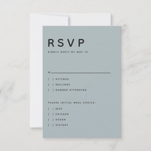 Modern Slate Editorial All Caps RSVP (正面)