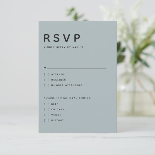 Modern Slate Editorial All Caps RSVP (スタンド正面)