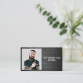 Modern Sleek Black and Gray Barbershop  名刺 (スタンド正面)