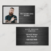 Modern Sleek Black and Gray Barbershop  名刺 (正面/裏面)