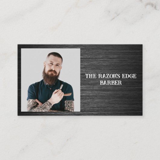 Modern Sleek Black and Gray Barbershop  名刺 (正面)