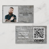 Modern Sleek Black and Gray Barbershop  名刺 (正面/裏面)