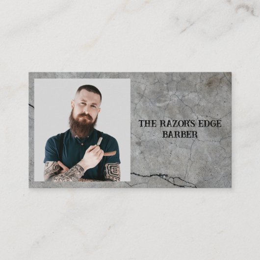 Modern Sleek Black and Gray Barbershop  名刺 (正面)