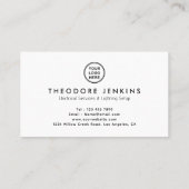 Modern Sleek Black Electrician QR Code Logo 名刺 (裏面)