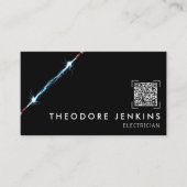 Modern Sleek Black Electrician QR Code Logo 名刺 (正面)