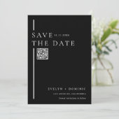 Modern Sleek Black QR Code Wedding Website セーブザデート (スタンド正面)