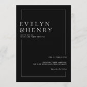 Modern Sleek Black White Border Wedding 招待状 (正面)