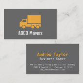 Modern、Sleek、Chic、Mover Companyのオレンジトラック 名刺 (正面/裏面)