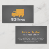 Modern、Sleek、Chic、Mover Companyのオレンジトラック 名刺 (正面/裏面)