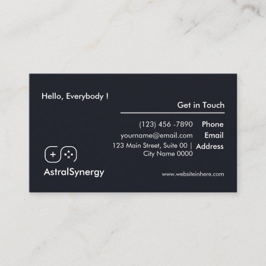 Modern Sleek Dark Clean Minimalist E Sports  名刺 (正面)