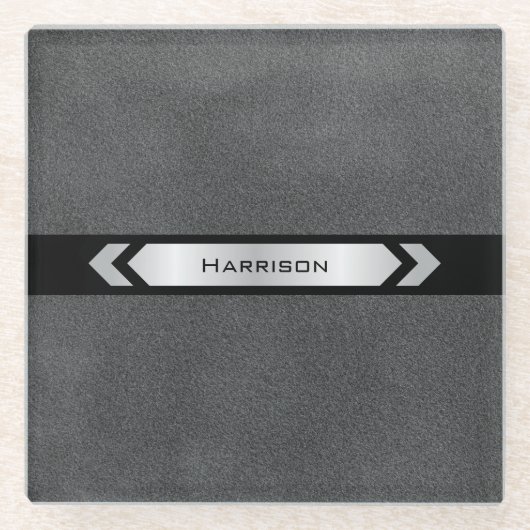 Modern Sleek Gray Executive Desk ガラスコースター (正面)