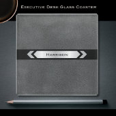 Modern Sleek Gray Executive Desk ガラスコースター